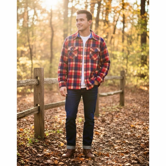 WoodlandVTG 70's Retro Plaid Lumberjack Workwear Cozy Unisex Flannel Jacket